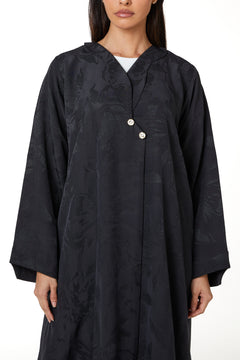 Dark Grey Alpha Jacquard Abaya, Clean Minimal Design