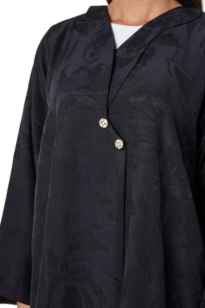Dark Grey Alpha Jacquard Abaya, Clean Minimal Design