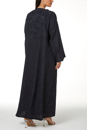 Dark Grey Alpha Jacquard Abaya, Clean Minimal Design