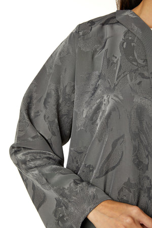 Grey Alpha Jacquard Abaya with Clean Minimal Design