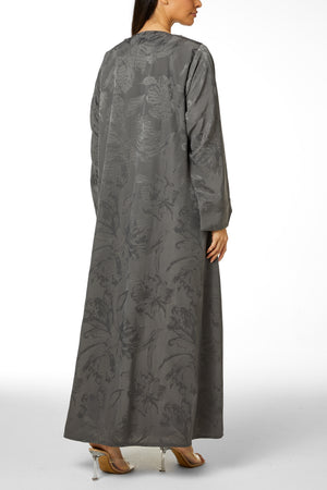 Grey Alpha Jacquard Abaya with Clean Minimal Design