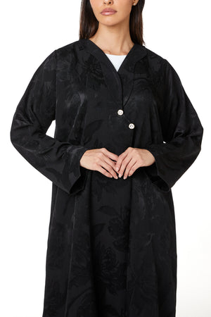 Black Alpha Jacquard Abaya with Clean Minimal Design