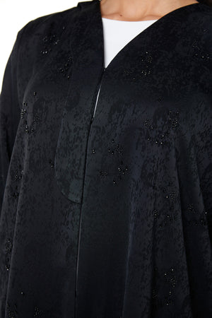 Black Zeta Jaquard, Front and Sleeve Beadwork Detail