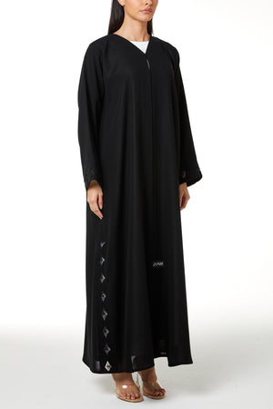 Black Shafa Crepe, Sleeve and Side Beadwork Detail