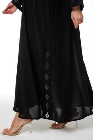 Black Shafa Crepe, Sleeve and Side Beadwork Detail