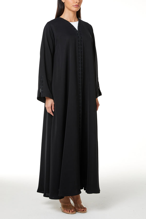 Black Reem Nada, Front Panel and Sleeve Lace Detail
