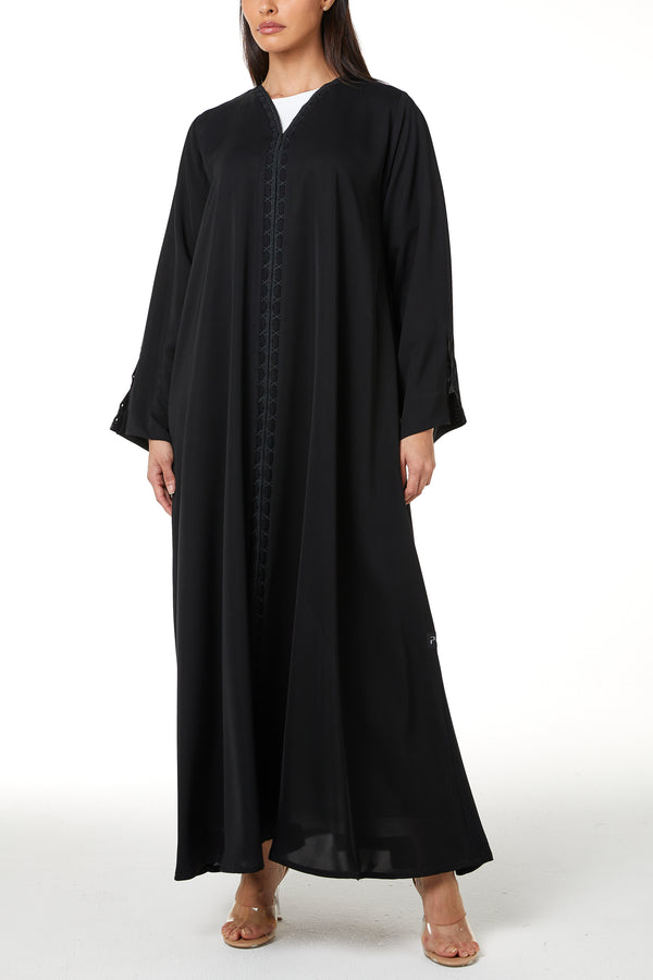 Black Reem Nada, Front Panel and Sleeve Lace Detail