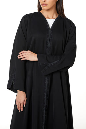 Black Reem Nada, Front Panel and Sleeve Lace Detail