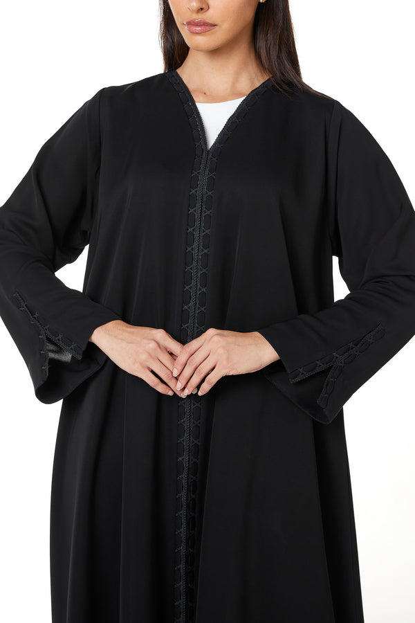 Black Reem Nada, Front Panel and Sleeve Lace Detail