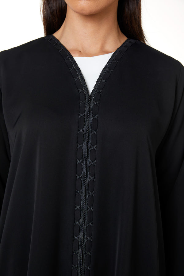 Black Reem Nada, Front Panel and Sleeve Lace Detail