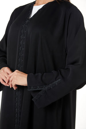 Black Reem Nada, Front Panel and Sleeve Lace Detail