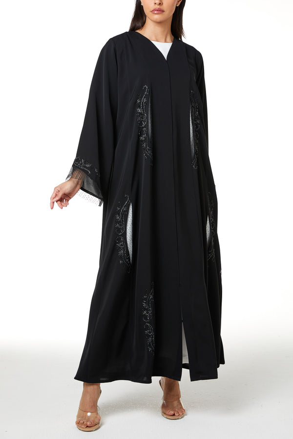 Black Royal Nada, Side Panel and Sleeve Beadwork Detail