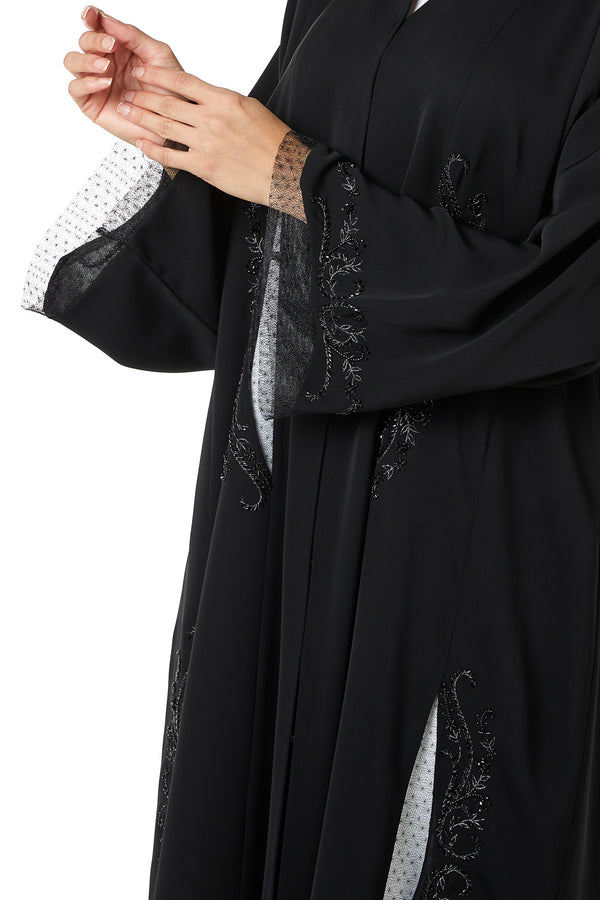 Black Royal Nada, Side Panel and Sleeve Beadwork Detail