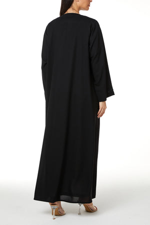 Black Nova Crepe, Front and Sleeve Beadwork Detail