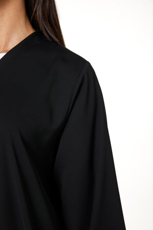 Black Aria Crepe, Beadwork Pintuck Detail