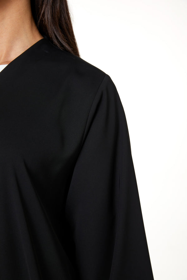 Black Aria Crepe, Beadwork Pintuck Detail