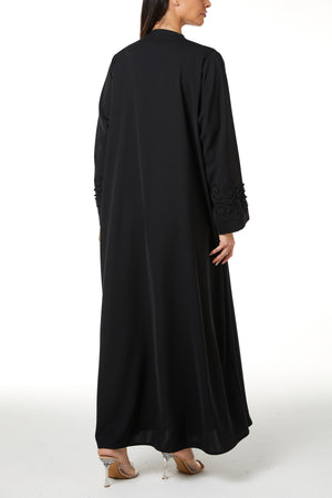 Black Aria Crepe, Beadwork Pintuck Detail