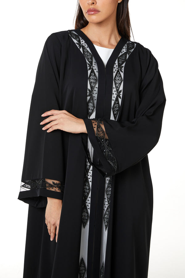 Black Royal Nada, Front Panel and Sleeve Beadwork Detail