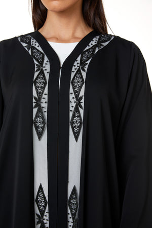 Black Royal Nada, Front Panel and Sleeve Beadwork Detail