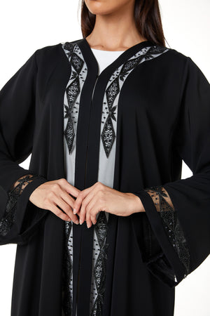 Black Royal Nada, Front Panel and Sleeve Beadwork Detail