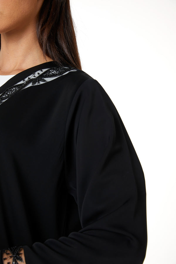 Black Royal Nada, Front Panel and Sleeve Beadwork Detail