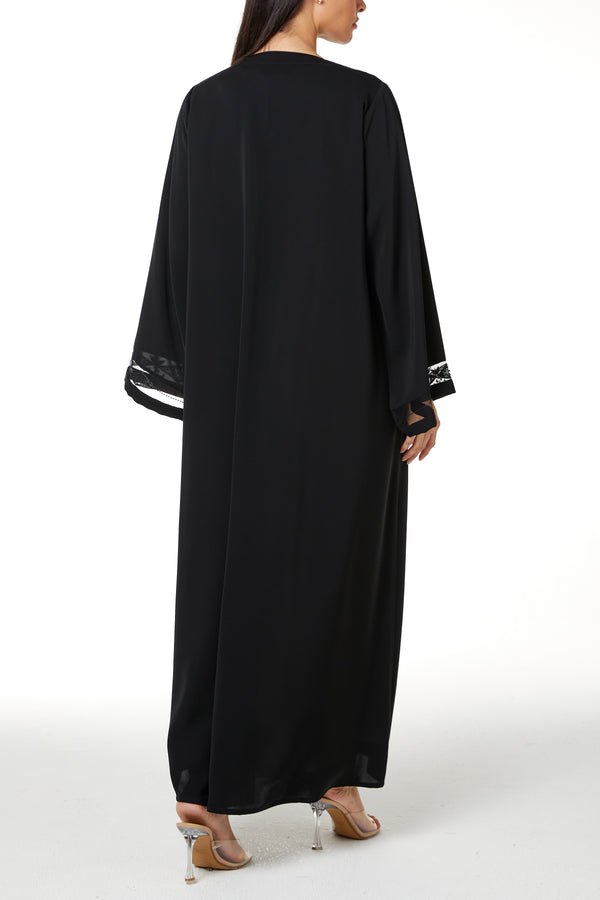 Black Royal Nada, Front Panel and Sleeve Beadwork Detail