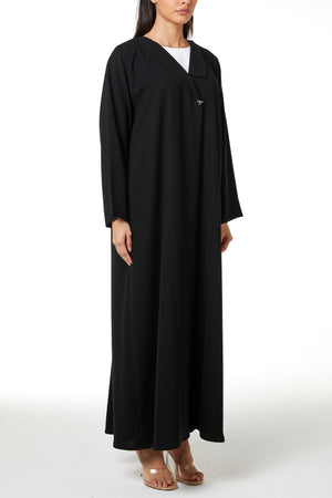 Black Aria Crepe Abaya with Clean Minimal Design