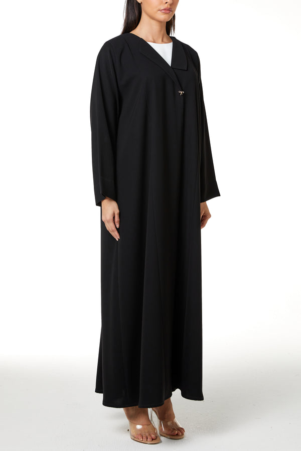Black Aria Crepe Abaya with Clean Minimal Design