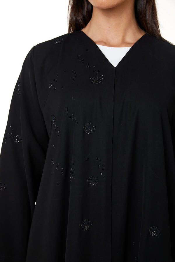 Black Aria Crepe, Multi Beadwork Detail