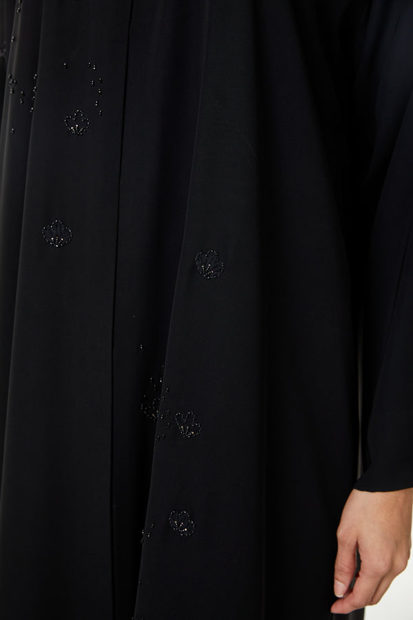 Black Aria Crepe, Multi Beadwork Detail