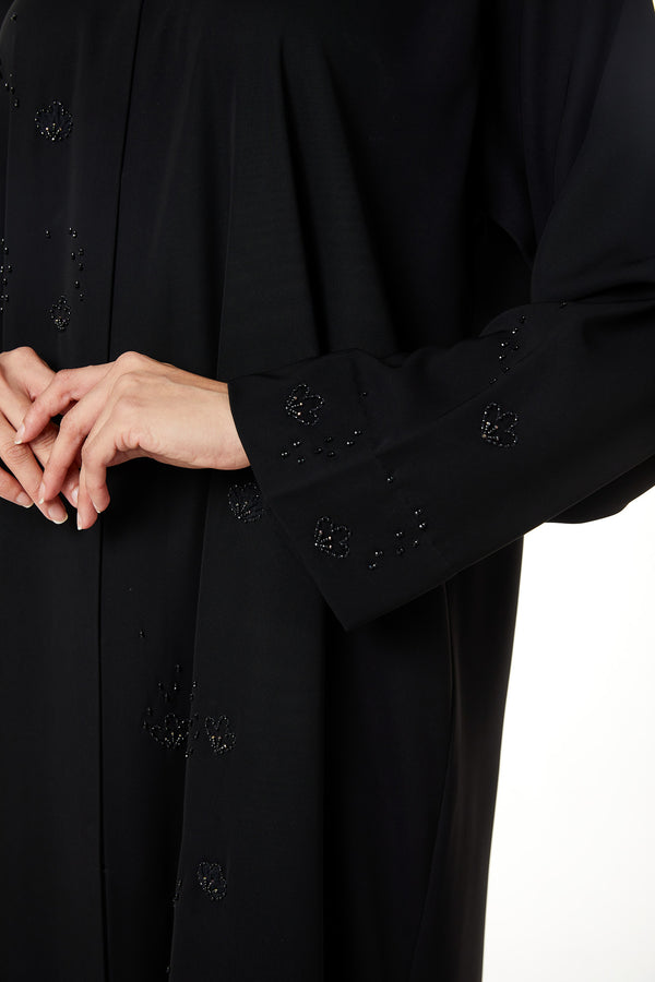 Black Aria Crepe, Multi Beadwork Detail