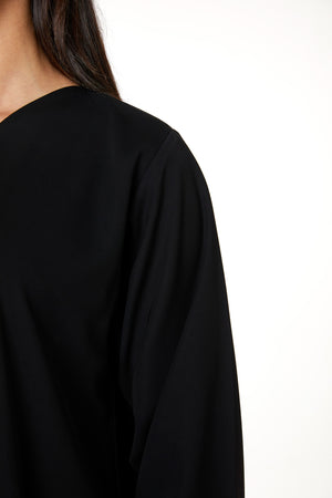Black Aria Crepe, Multi Beadwork Detail