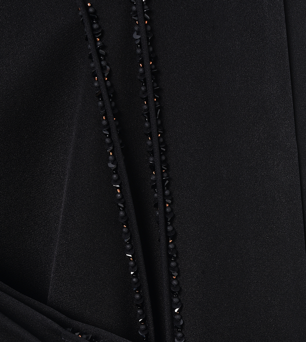 Black Emarati Crepe Custom Abaya with Intricate Beadwork
