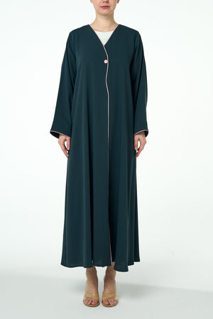 Green Sondos Crepe Abaya, Basic Design