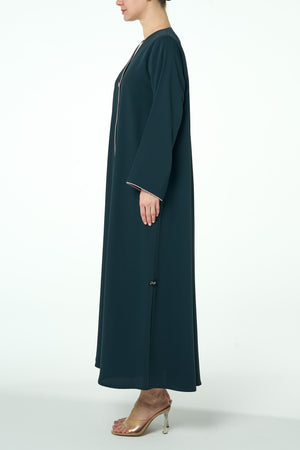 Green Sondos Crepe Abaya, Basic Design