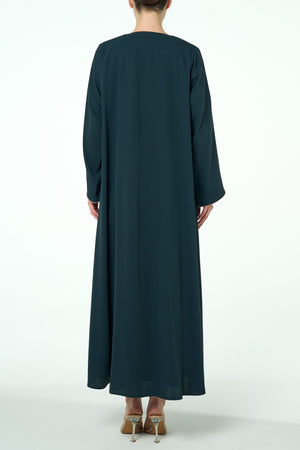 Green Sondos Crepe Abaya, Basic Design