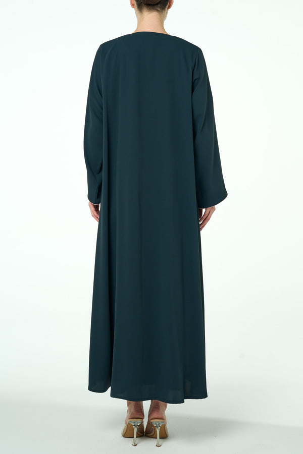 Green Sondos Crepe Abaya, Basic Design
