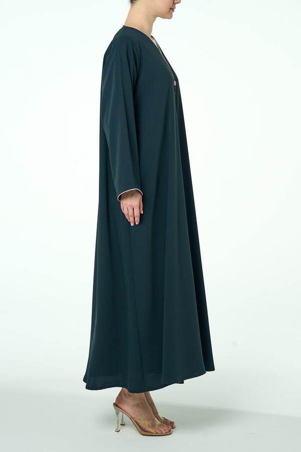 Green Sondos Crepe Abaya, Basic Design