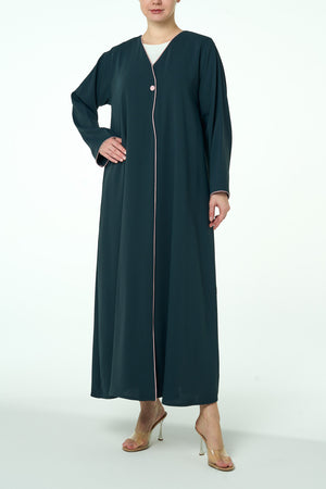 Green Sondos Crepe Abaya, Basic Design