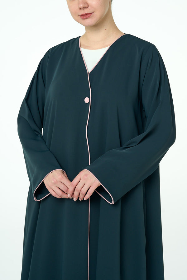Green Sondos Crepe Abaya, Basic Design