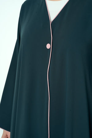 Green Sondos Crepe Abaya, Basic Design