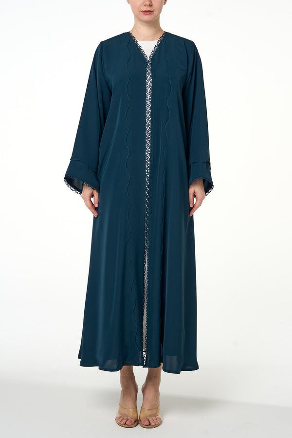 Green Amani Nada Abaya, Lace Detail