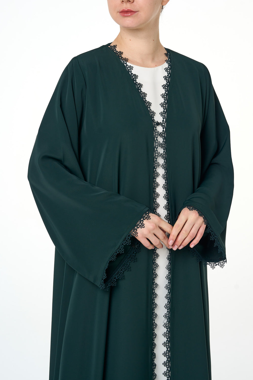 Green Deema Nada Abaya, Lace Detail