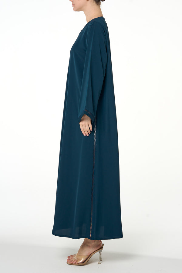 Blue Amani Nada Abaya, Lace Detail