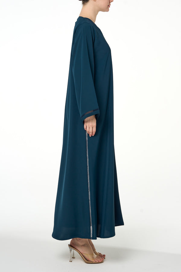 Blue Amani Nada Abaya, Lace Detail