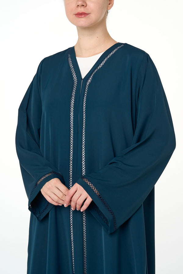 Blue Amani Nada Abaya, Lace Detail