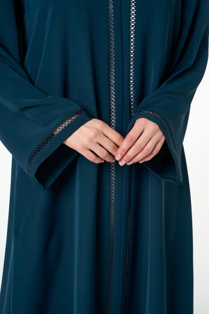 Blue Amani Nada Abaya, Lace Detail