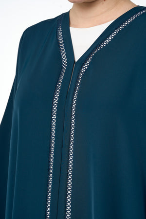 Blue Amani Nada Abaya, Lace Detail