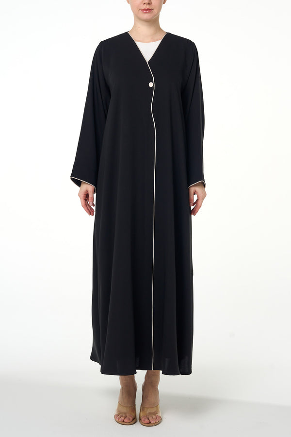 Black Sondos Crepe Abaya, Basic Design