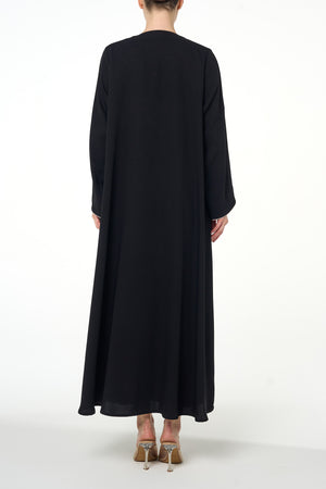 Black Sondos Crepe Abaya, Basic Design